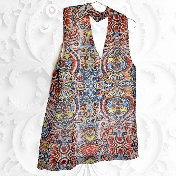 AGB Sleeveless Multicolor Print Sleeveless Blouse size L - Picture 2 of 5